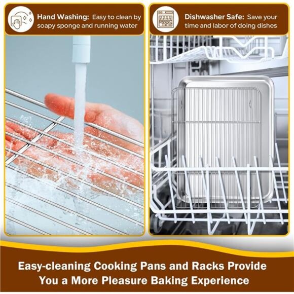 Baking Sheet and Rack Set, P&P CHEF Stainless Steel Cookie Sheet Baking Pan - Picture 7 of 8